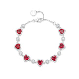Bracelet en argent sterling Tennis Rubis FANCIME "Ms Charming" Halo Heart
