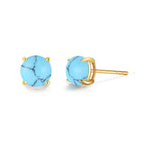 Boucles d'oreilles en pierres précieuses en or jaune massif 14k en forme ronde FANCIME
