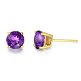 Boucles d'oreilles en pierres précieuses en or jaune massif 14k en forme ronde FANCIME