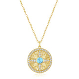 FANCIME "Lumen Star" Turquoise Pierre de naissance de décembre Collier en argent sterling