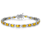 "Glamour Radiance" Bracelet en argent sterling avec citrine jaune taillée fantaisie, pierre de naissance de novembre