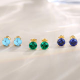 Boucles d'oreilles en pierres précieuses en or jaune massif 14k en forme ronde FANCIME