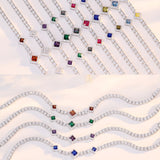 Bracelets de tennis en argent sterling péridot "Square Sparkle" pierre de naissance d'août FANCIME