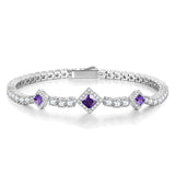 Bracelets de tennis en argent sterling améthyste "Square Sparkle" pierre de naissance de février FANCIME