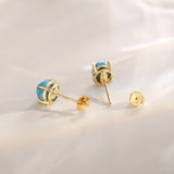 Boucles d'oreilles en pierres précieuses en or jaune massif 14k en forme ronde FANCIME