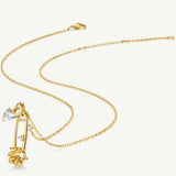 Rose Pin Silver Pendent Necklace