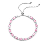 "Glamour Radiance" Bracelet en Argent Sterling avec Pierre de Naissance d'Octobre, Tourmaline, Chaîne Bolo Classique