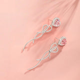 Boucles d'oreilles pendantes en argent sterling avec cœur rose "Sugar Talk" FANCIME