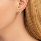 Boucles d'oreilles créoles en saphir bleu petite 14K or jaune FANCIME