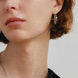 Rose Pin Pearl Silver Earrings