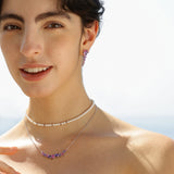Boucles d'oreilles en argent améthyste "Wisteria Whisper" Flower Bar