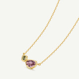 Collier en argent Secret Garden avec améthyste et péridot, pierre de naissance