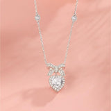 FANCIME "Baiser de Cœur" Collier en Argent Sterling avec Nœud Sucre et Pierre de Naissance de Mars Aigue-Marine