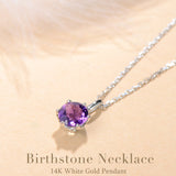 FANCIME “Fleurissante” Pendentif en Améthyste avec Chaîne en Argent Sterling en Or Blanc Massif 14K