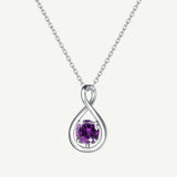 Collier pendentif en argent sterling avec symbole infini en améthyste, pierre de naissance de février "Étreinte Infinie"