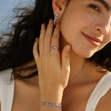 Boucles d'oreilles en argent tourmaline rose "Wisteria Whisper" Flower Bar