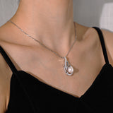 Collier en Argent de Pierre de Naissance de Juin FANCIME, Collier en Perles de Phoenix de 9-10mm en Argent Sterling, Bijoux Fins pour Femmes