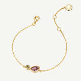 Bracelet en argent Secret Garden avec améthyste et péridot, pierre de naissance