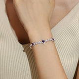 Bracelets de tennis en argent sterling améthyste "Square Sparkle" pierre de naissance de février FANCIME