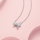 FANCIME "Crystal Bow" Collier en argent sterling en forme de nœud papillon