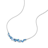 Collier en argent "Chuchotement de glycine" avec barre fleur aquamarine topaze