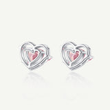 Pink Guardian Heart Silver Earrings