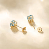 Boucles d'oreilles en pierres précieuses en or jaune massif 14k en forme ronde FANCIME
