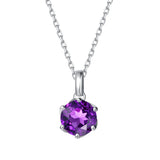 FANCIME “Fleurissante” Pendentif en Améthyste avec Chaîne en Argent Sterling en Or Blanc Massif 14K