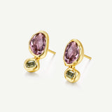 Boucles d'oreilles en argent Secret Garden avec améthyste et péridot, pierre de naissance
