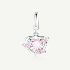 Charme en Argent de Cœur Gardien Rose
