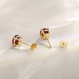Boucles d'oreilles en pierres précieuses en or jaune massif 14k en forme ronde FANCIME