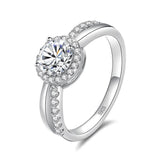 Bague en argent sterling Moissanite en taille ronde FANCIME
