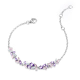 Bracelet en argent tourmaline rose "Wisteria Whisper" Flower Bar