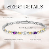 FANCIME "Duo Éternel" Bracelets de Tennis en Argent Sterling avec Pierre de Naissance de Février Améthyste