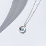 FANCIME  “TOMBEZ AMOUREUX” Colliers en argent sterling pour couples avec zircon bleu