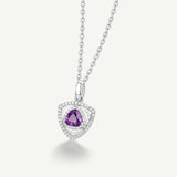 Trinity Textured Silver Necklace in Created Amethyst