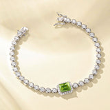 FANCIME "Axis" Péridot Taille Radiante Pierre de naissance d'août Bracelet de tennis en argent sterling