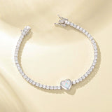 FANCIME "Axis" Opale Taille Coeur Pierre de naissance d'octobre Bracelet de tennis en argent sterling