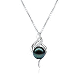 FANCIME "Cœur d'Ondine" Collier en Argent Sterling avec Perle de Tahiti