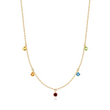 FANCIME “Cinq Souhaits” Collier en Or Massif 14K avec Chaîne de Gemmes Minimaliste