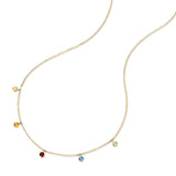 FANCIME “Cinq Souhaits” Collier en Or Massif 14K avec Chaîne de Gemmes Minimaliste