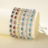 "Glamour Radiance" Bracelet de tennis en argent sterling avec turquoise, pierre de naissance de décembre, chaîne bolo classique