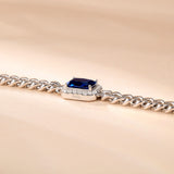 FANCIME "Axe" Bracelet en argent sterling avec taille radiante et saphir de naissance