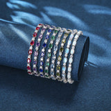 "Glamour Radiance" Bracelet de tennis en argent sterling avec aigue-marine, pierre de naissance de mars, chaîne bolo classique