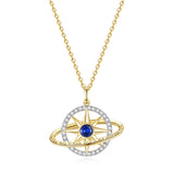 FANCIME "Stellar Promise" Saphir Pierre de naissance de septembre Collier en argent sterling