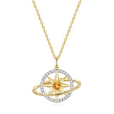 FANCIME "Stellar Promise" Citrine Pierre de naissance de novembre Collier en argent sterling