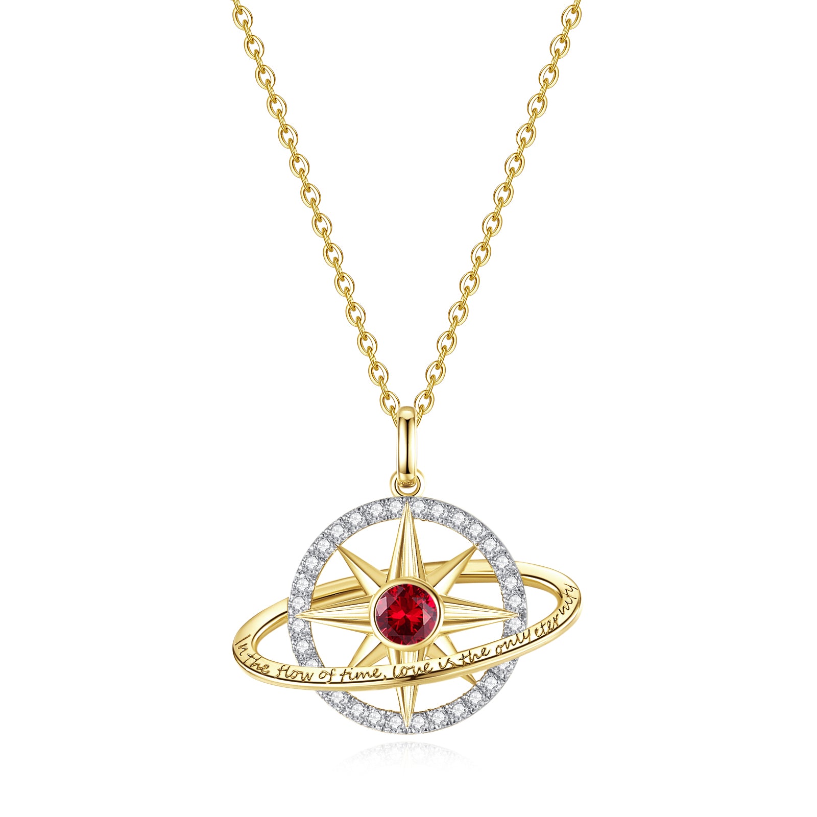 FANCIME "Stellar Promise" Rubis Pierre de naissance de juillet Collier en argent sterling