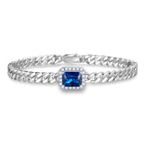 FANCIME "Axe" Bracelet en argent sterling avec taille radiante et saphir de naissance