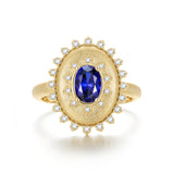 FANCIME "Retro Romance" Bague en argent sterling Taille Ovale Vintage Pierre de naissance de septembre