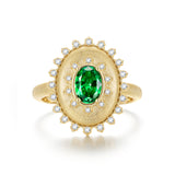 Bague en argent sterling avec pierre de naissance de mai, taille ovale vintage "Retro Romance" FANCIME